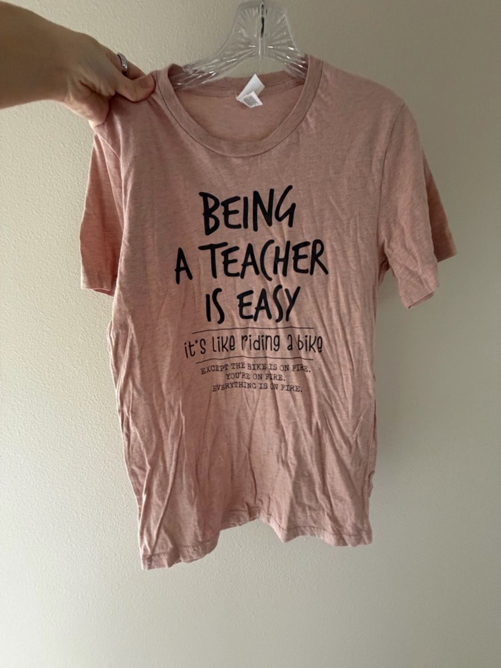 Bella Canvas Dusty Pink "Being A Teacher Is Easy" Graphic Tee